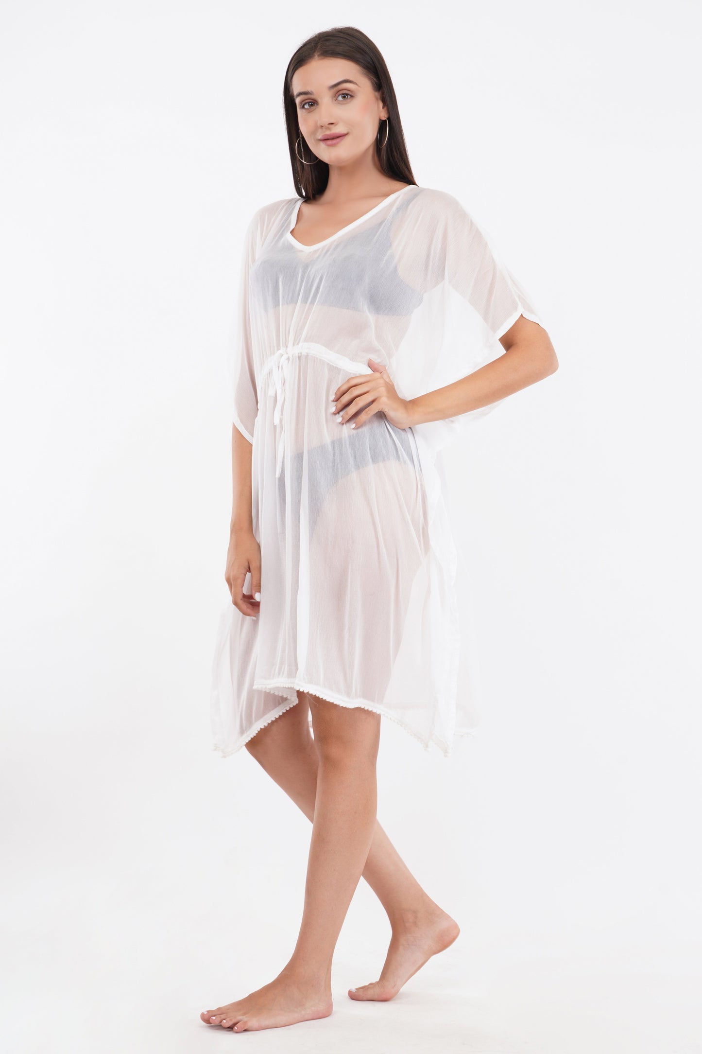 White Beach Kaftan with Lace