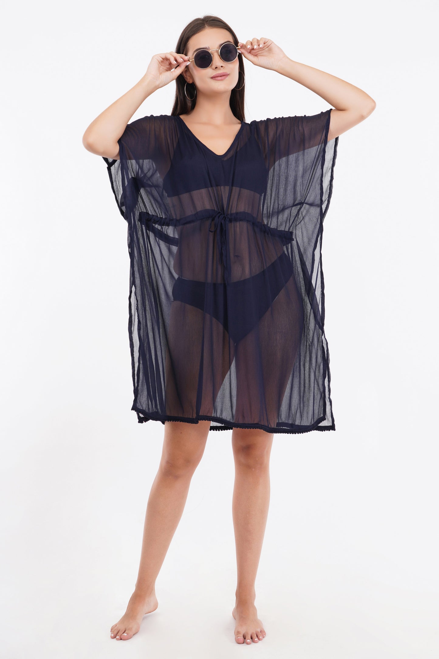 Blue Beach Kaftan with Lace    