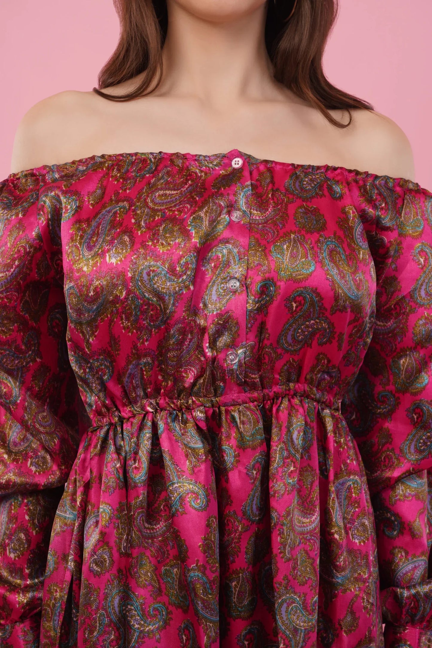 Fuchsia Flared Long Tier Dress