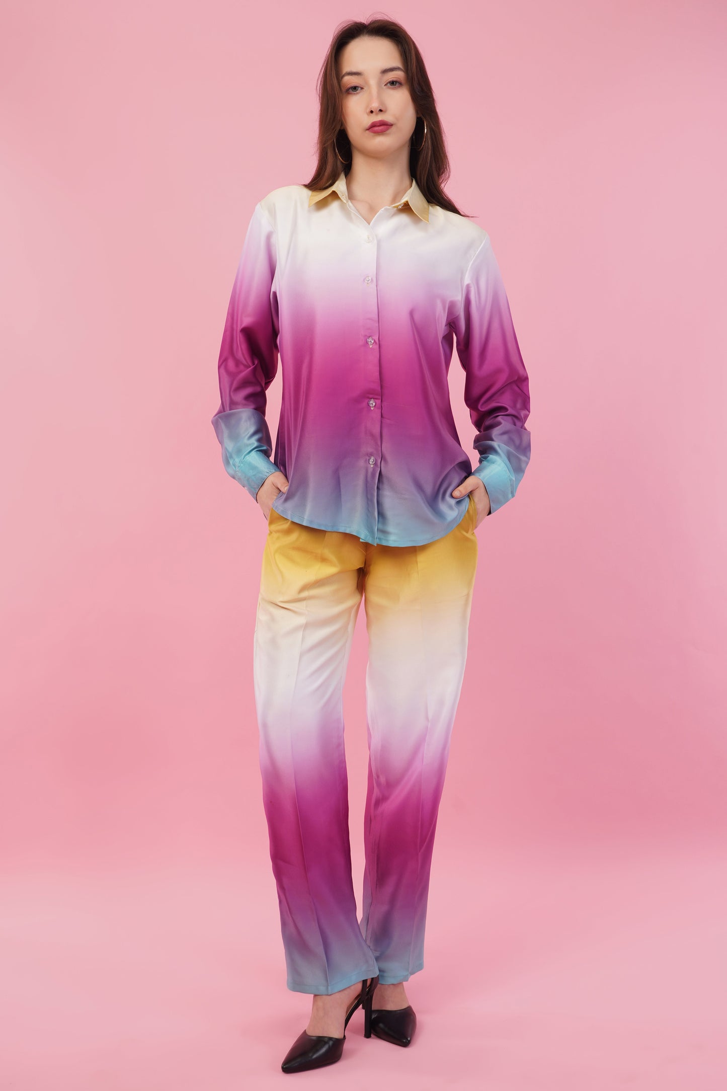 Ombre Shirt & Pant Co-Ord Set