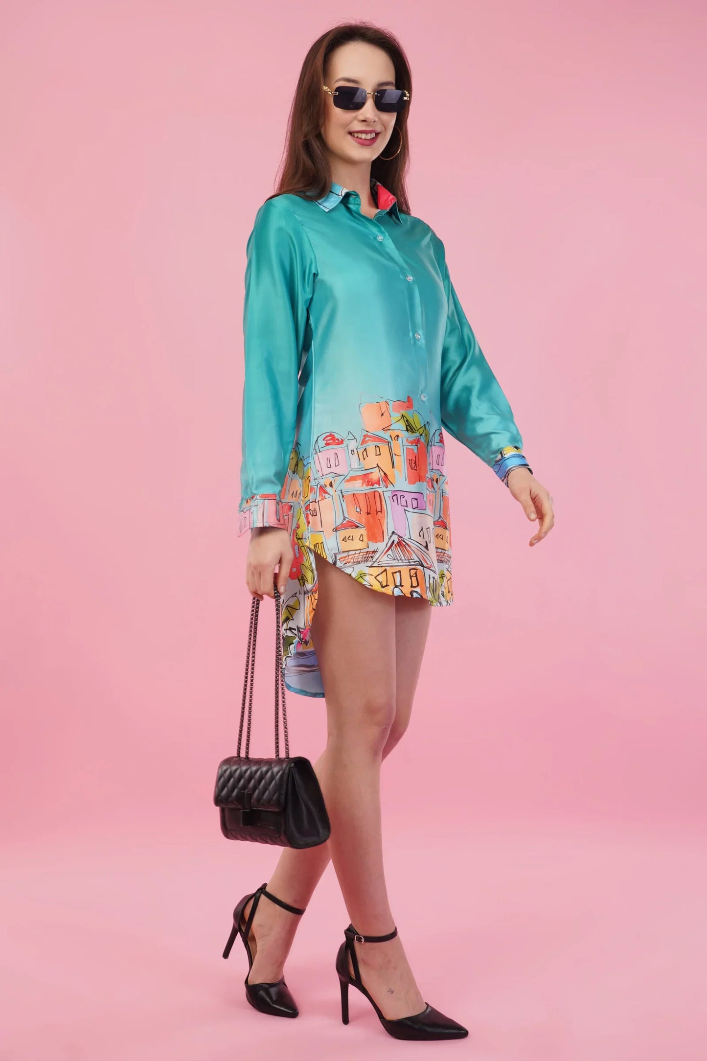 High Low Sketchy Shirt Dress