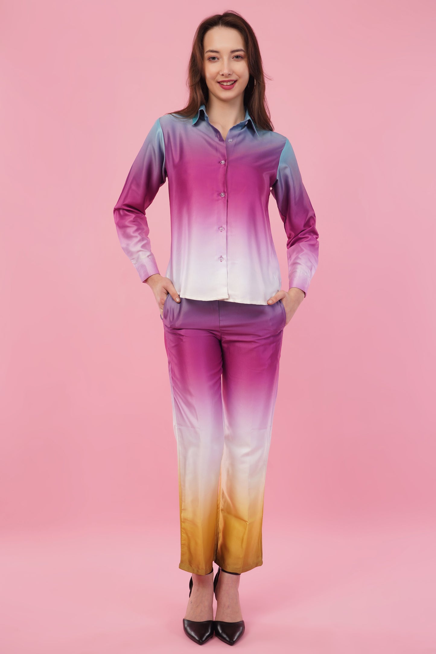 Ombre Shirt & Pant Co-Ord  Set
