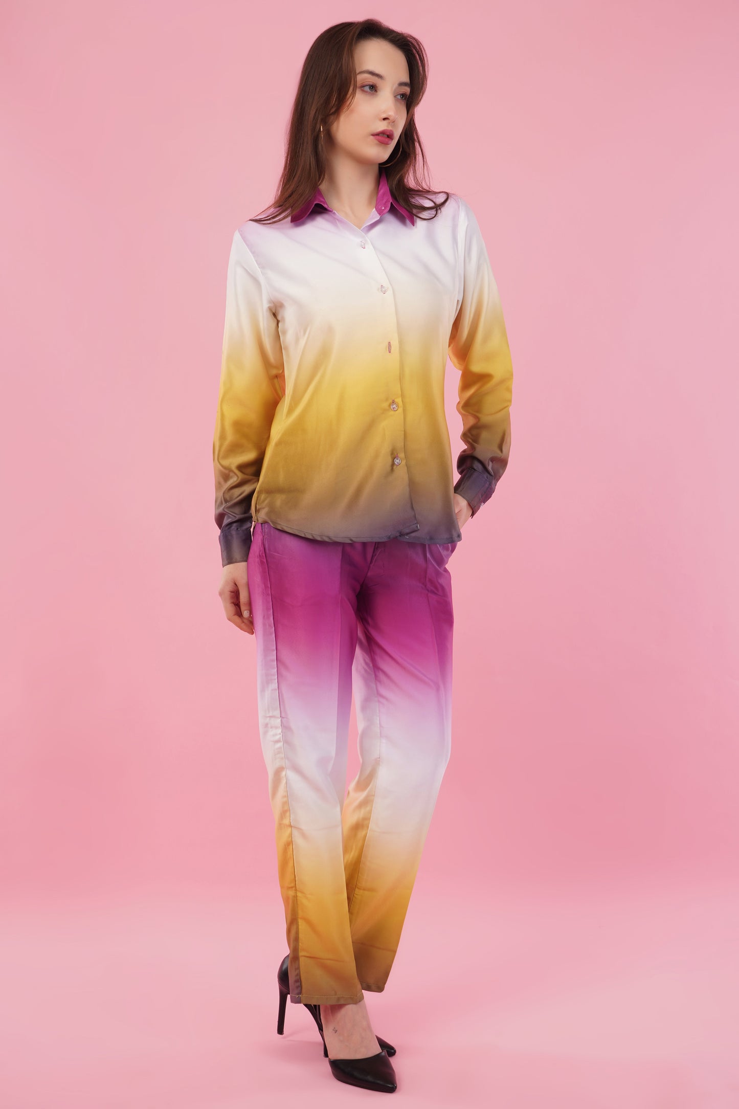 Ombre Shirt & Pant Co-Ord  Set