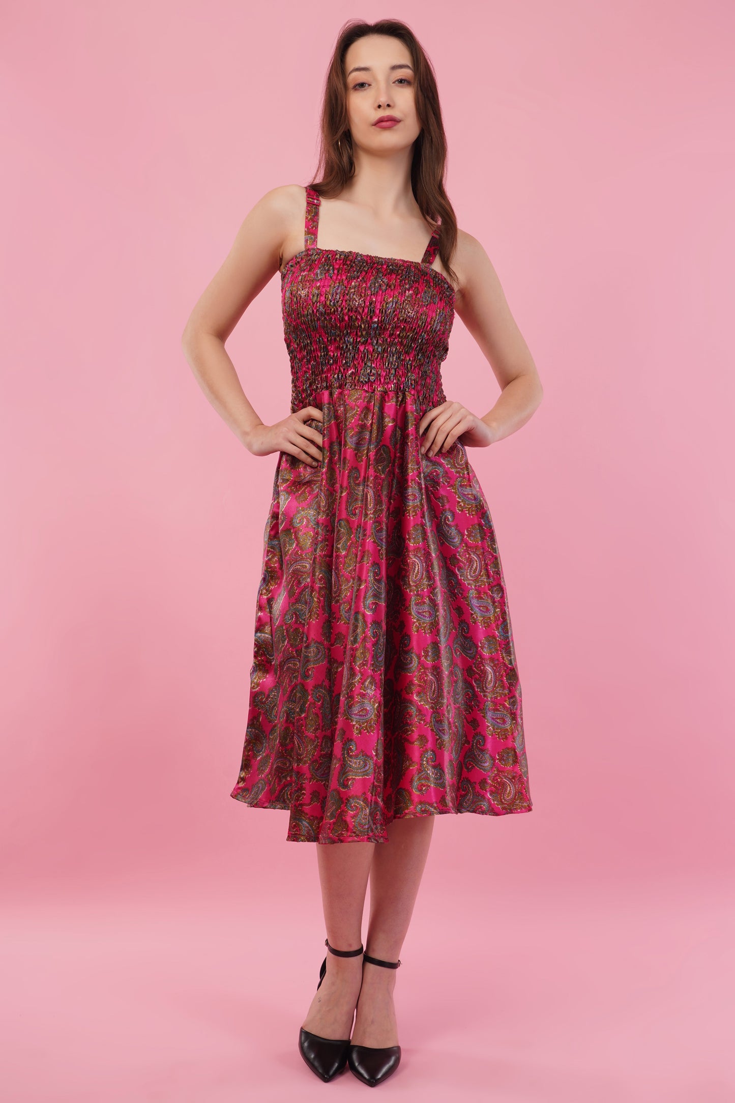 Fuchsia Long Smock Tier Dress