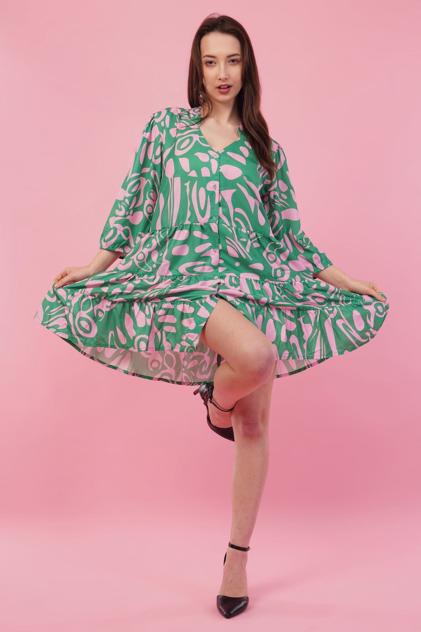 Sage charm Short Tier Dress