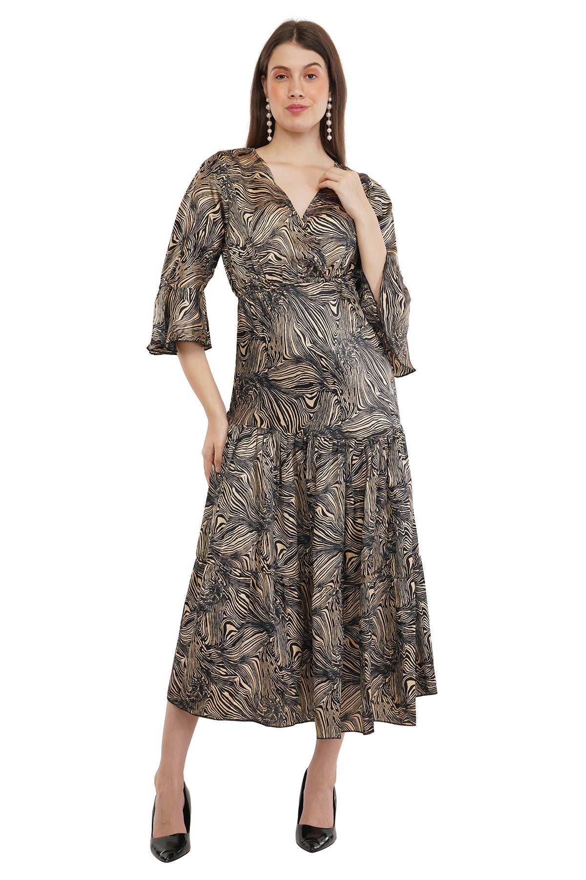 Selena Flared Long A-Line Tier Dress