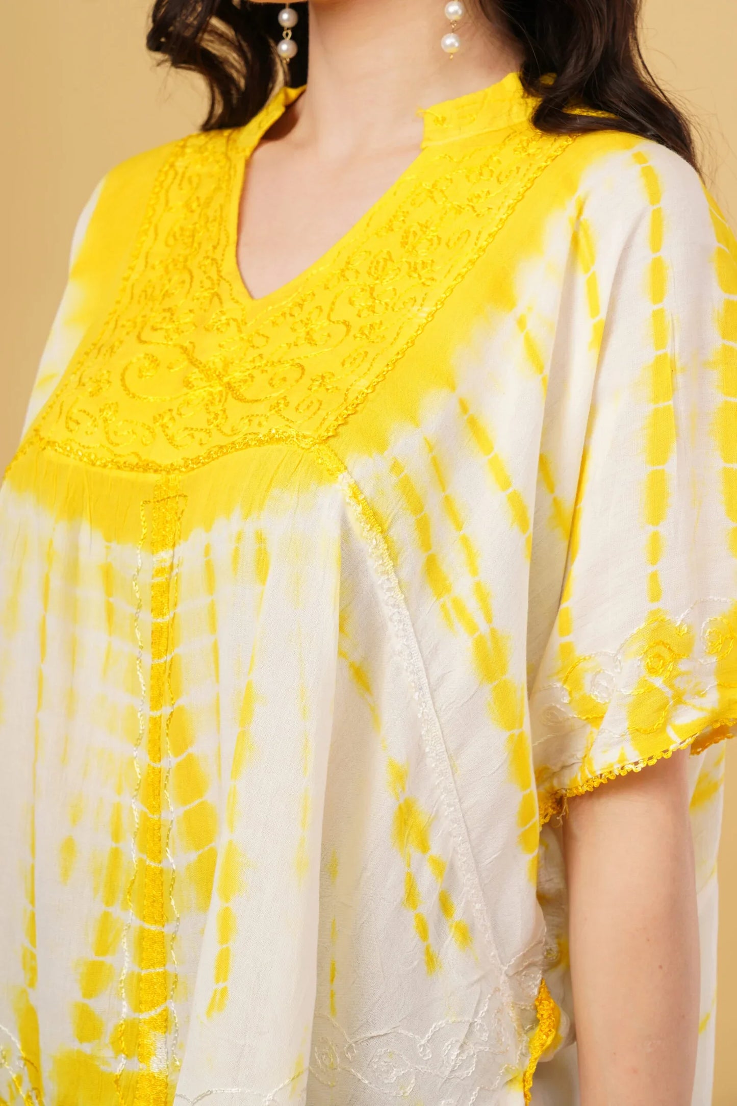 Amy Embroidered Tie Dye Short Poncho Kaftan