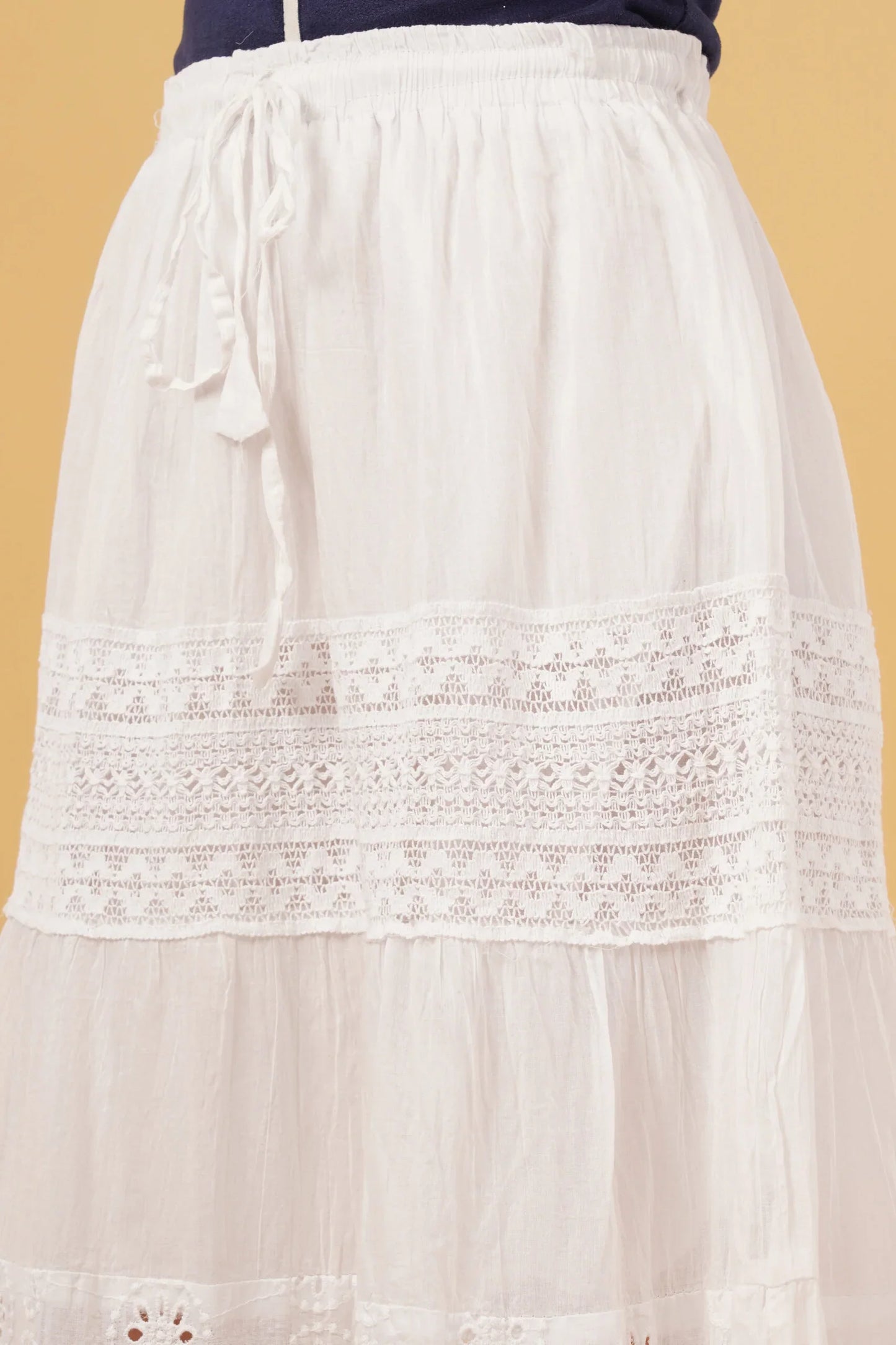 Kiara White A-Line Patch Skirt