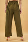 Amira Comfort Fit Olive Green Linen Pant