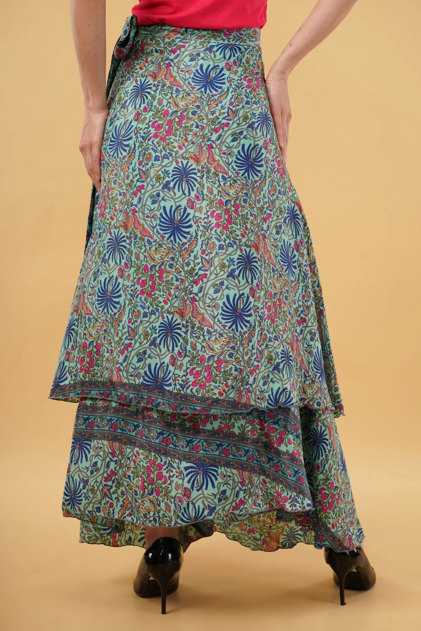 Katy Two Layers Long Wrap-Around Skirt