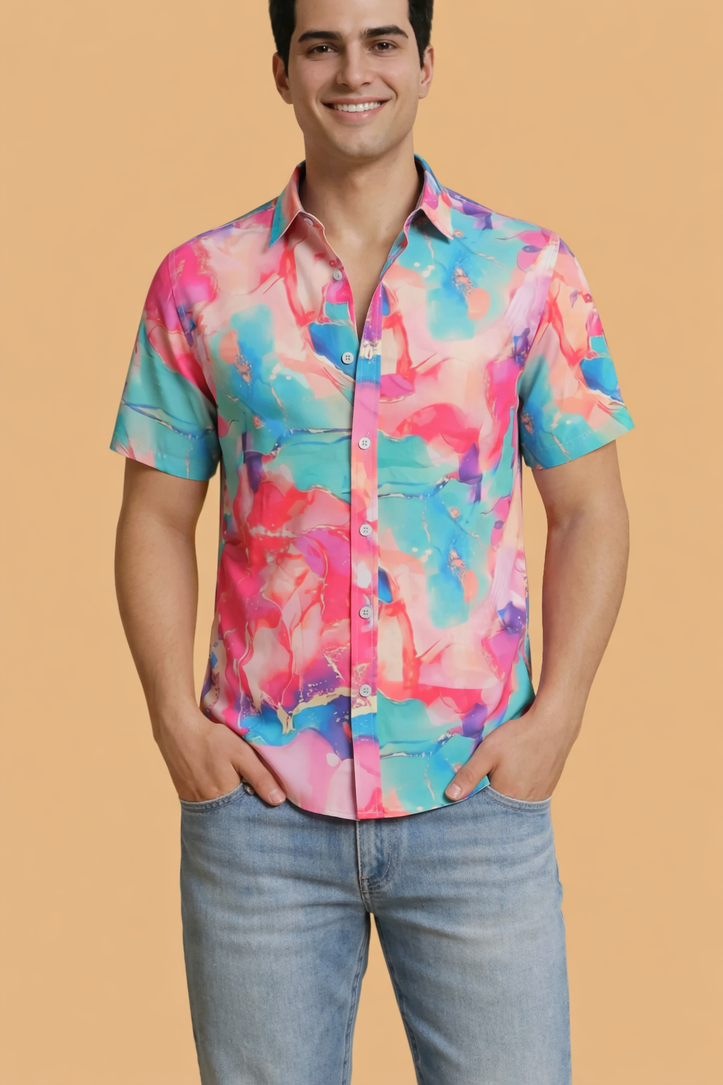 Pink Marble Statement Shirt For Men