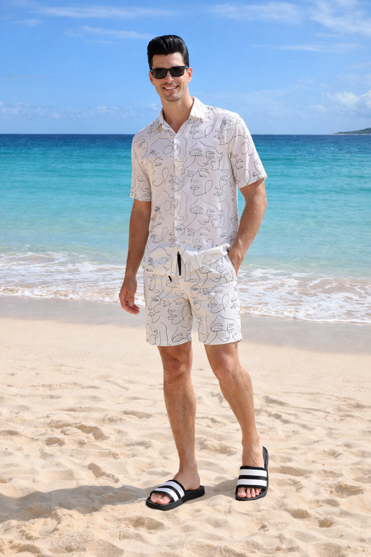White Faces Statement Shirt for Men