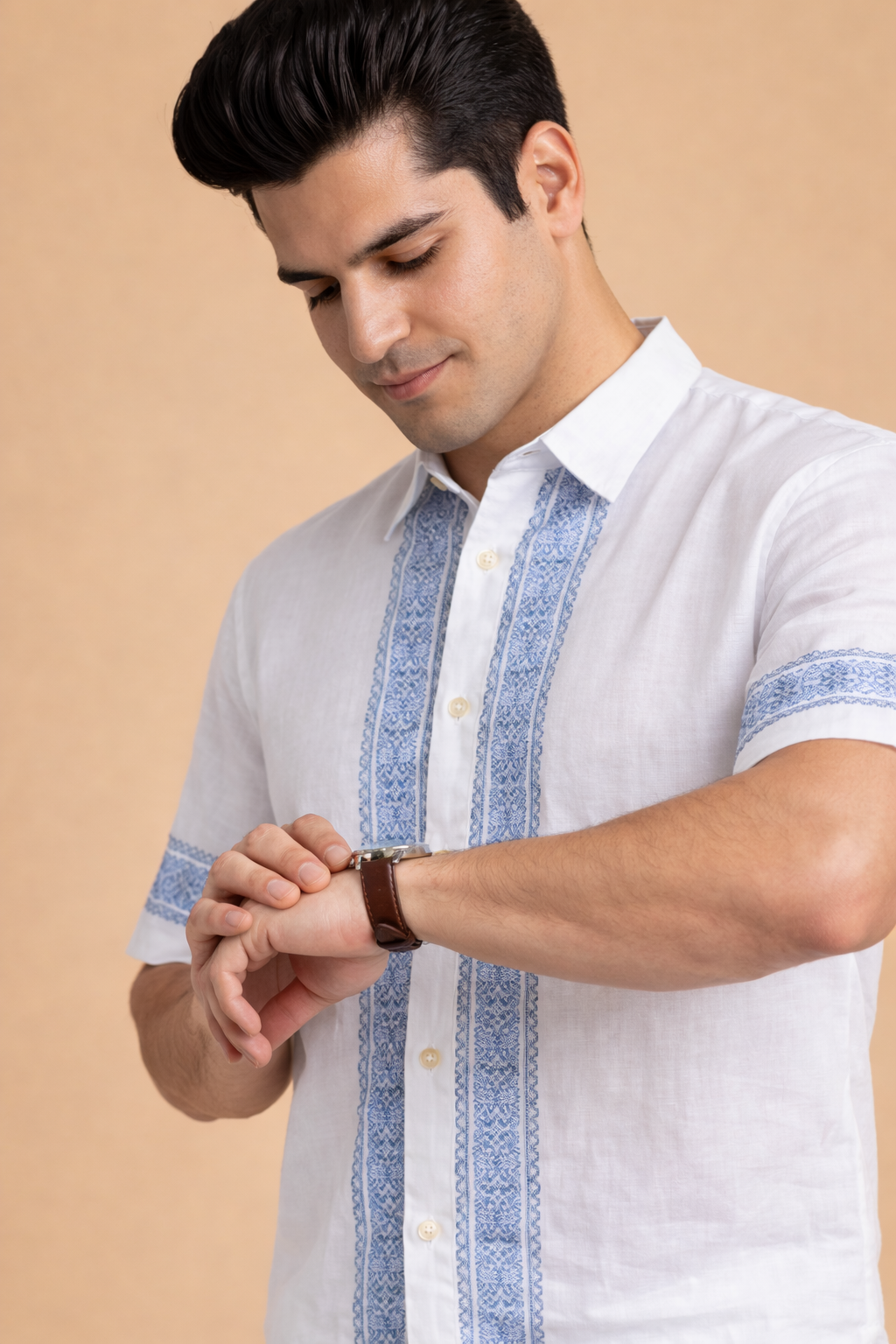 White & Blue Print Leisure Men Co-ord Set