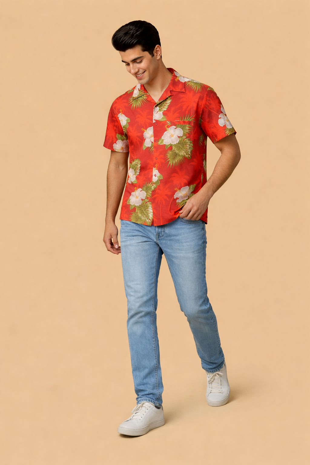 Paradise Red Beach Shirt for Men