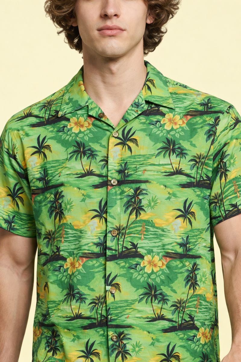 Carribbean Tropical Green Beach Shirt for Men