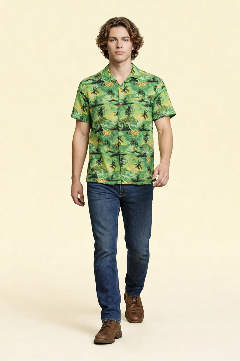 Carribbean Tropical Green Beach Shirt for Men