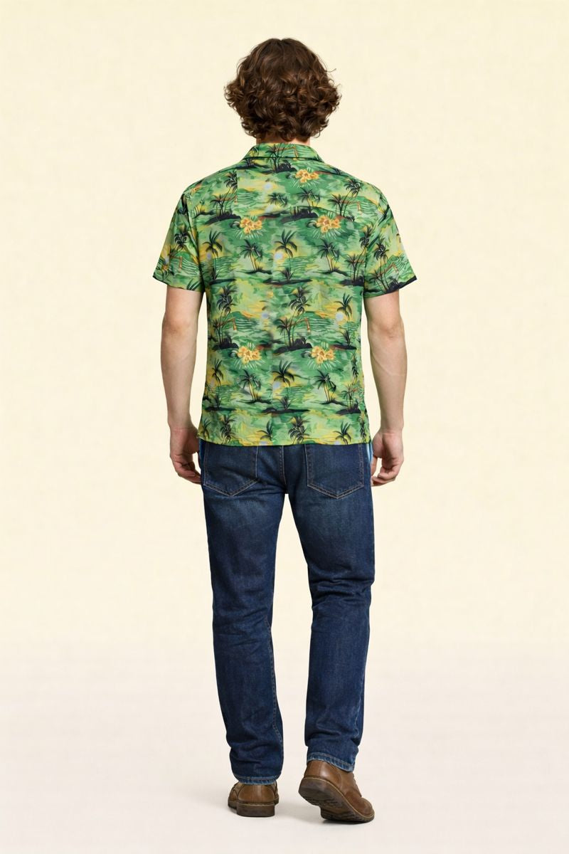 Carribbean Tropical Green Beach Shirt for Men