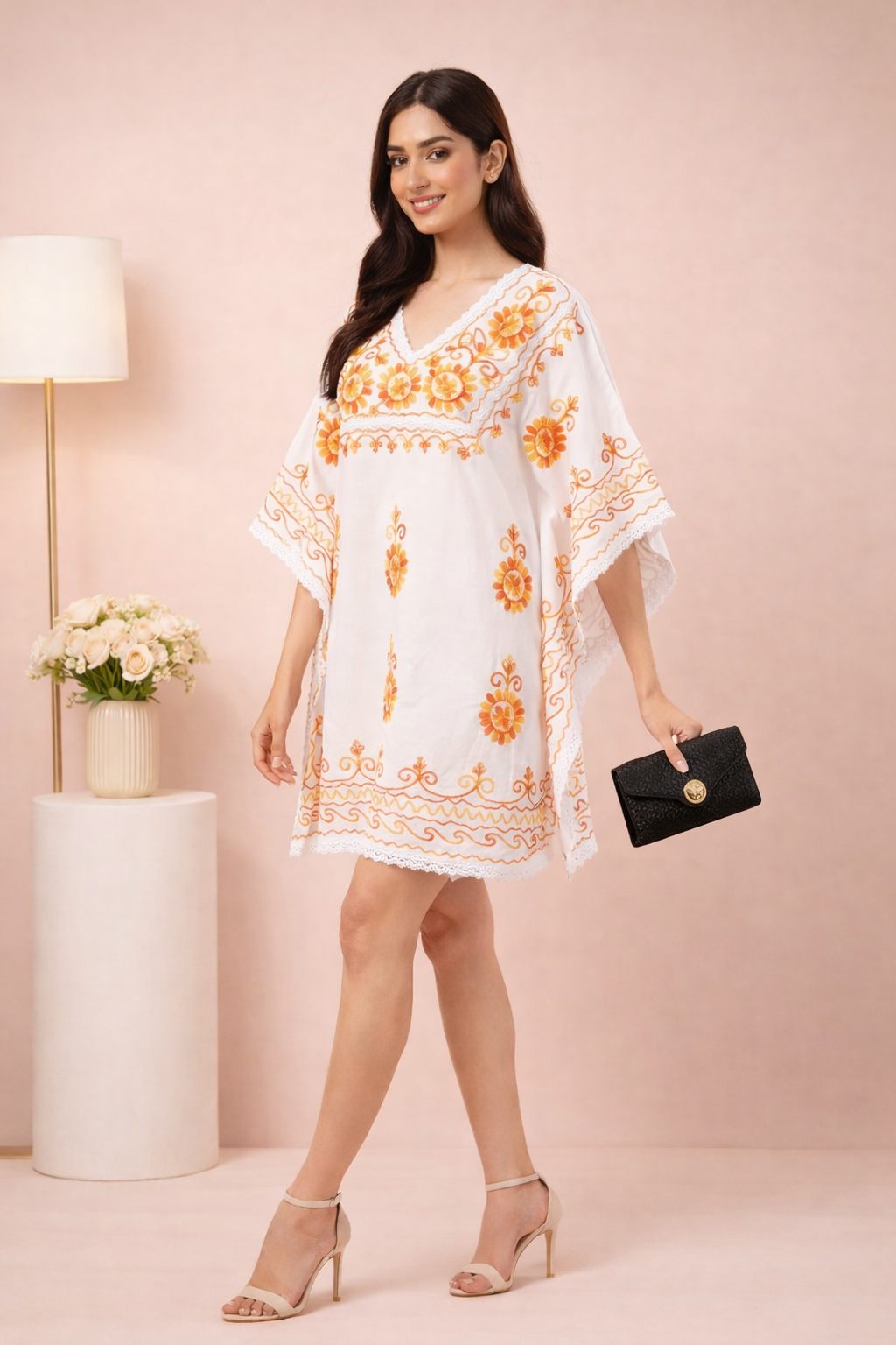 Diva Amber Embroidered Half Circular Short Kaftan