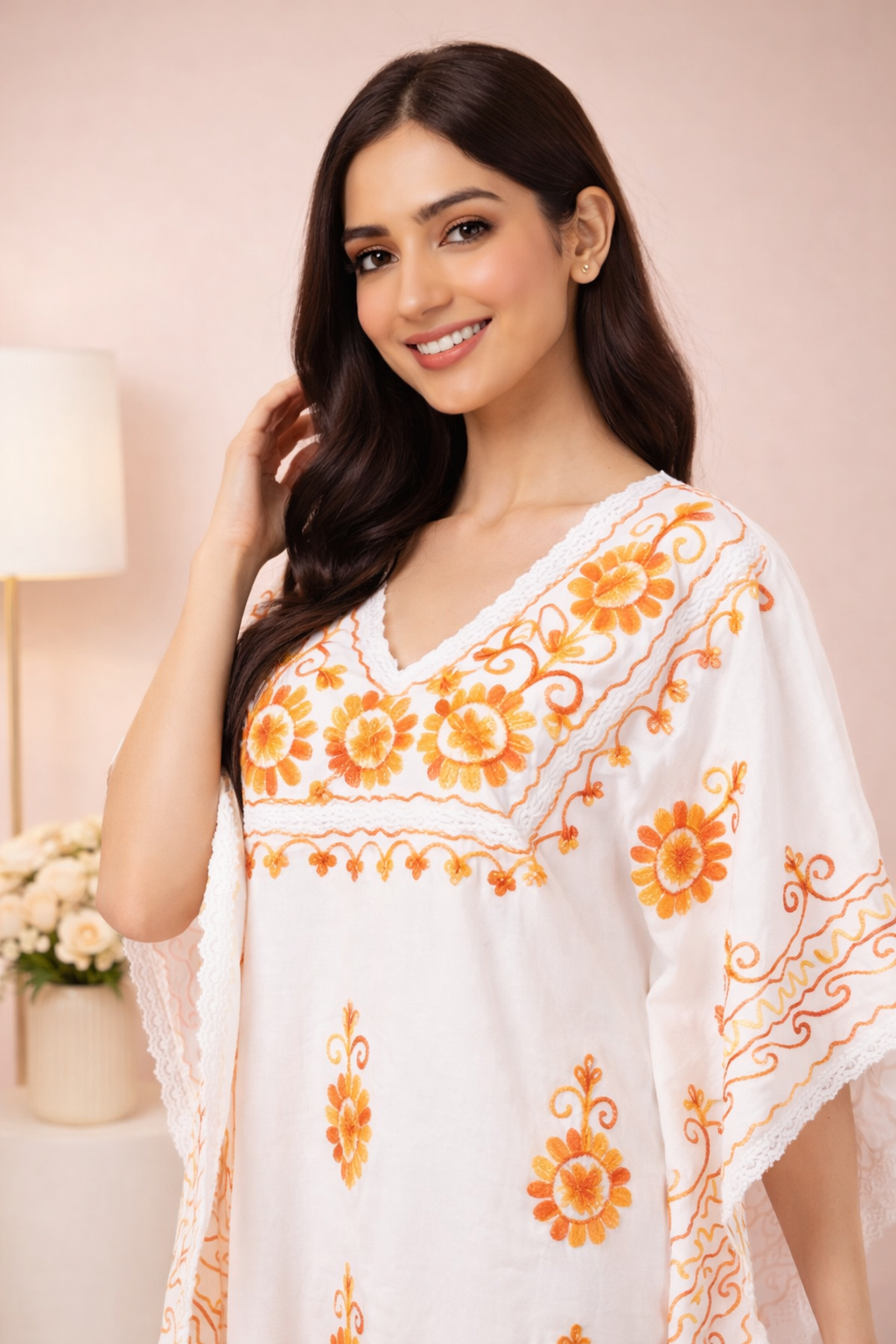 Diva Amber Embroidered Half Circular Short Kaftan
