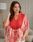 Amy Garnet Embroidered Tie Dye Short Poncho Kaftan Relax Fit