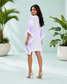 Diva Embroidered Orchid Half Circular Short Kaftan
