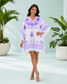 Diva Embroidered Orchid Half Circular Short Kaftan