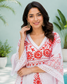 Diva Embroidered Ruby Half Circular Short Kaftan