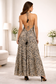 Backless Golden Grey Paisley Silk Long Dress