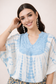 Amy Aqua Embroidered Tie Dye Short Poncho Kaftan Relax Fit