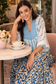 Amy Aqua Embroidered Tie Dye Short Poncho Kaftan Relax Fit