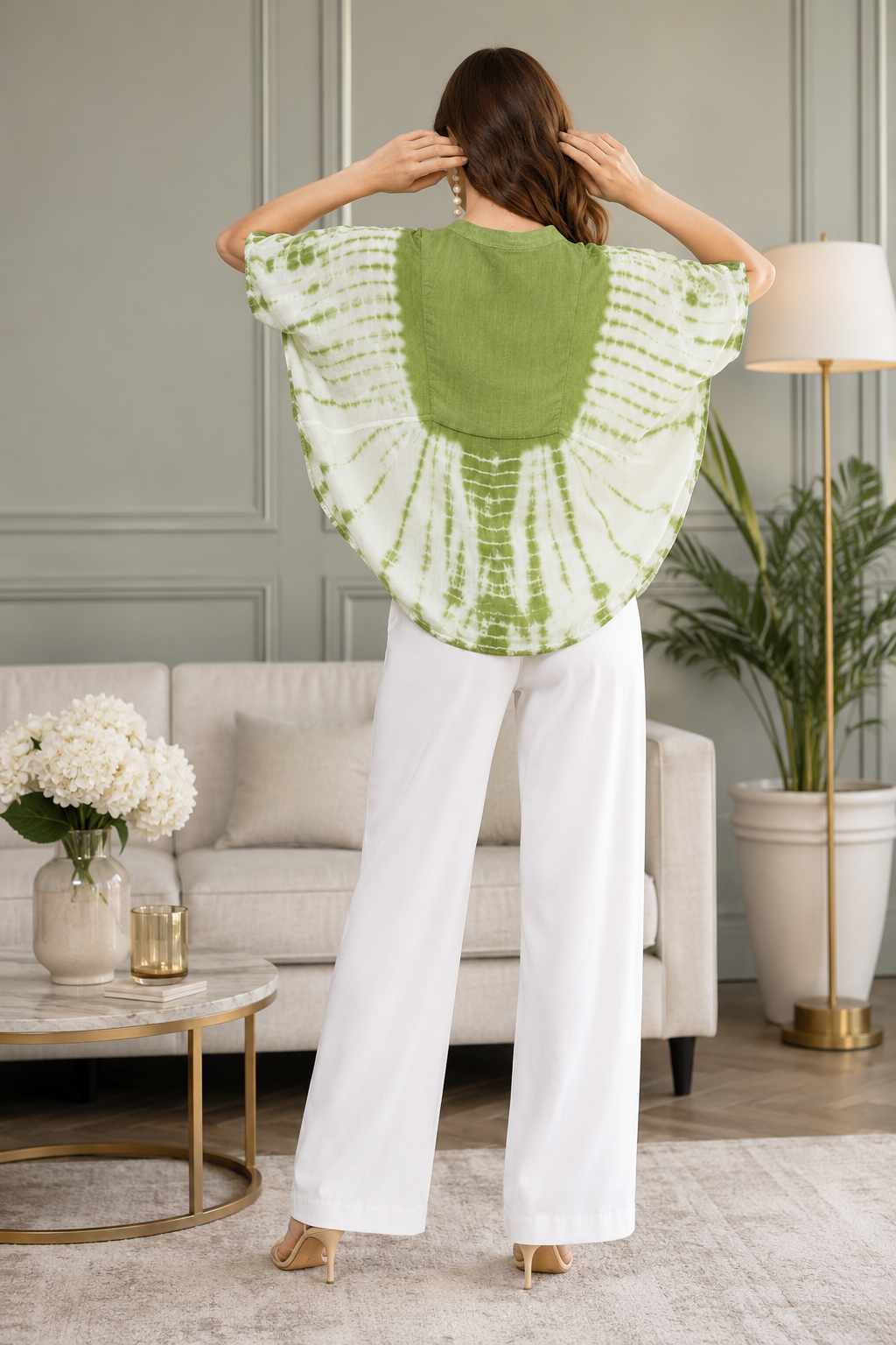 Amy Sage Embroidered Tie Dye Short Poncho Kaftan Relax Fit