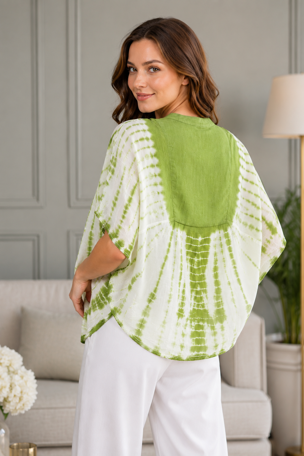 Amy Sage Embroidered Tie Dye Short Poncho Kaftan Relax Fit
