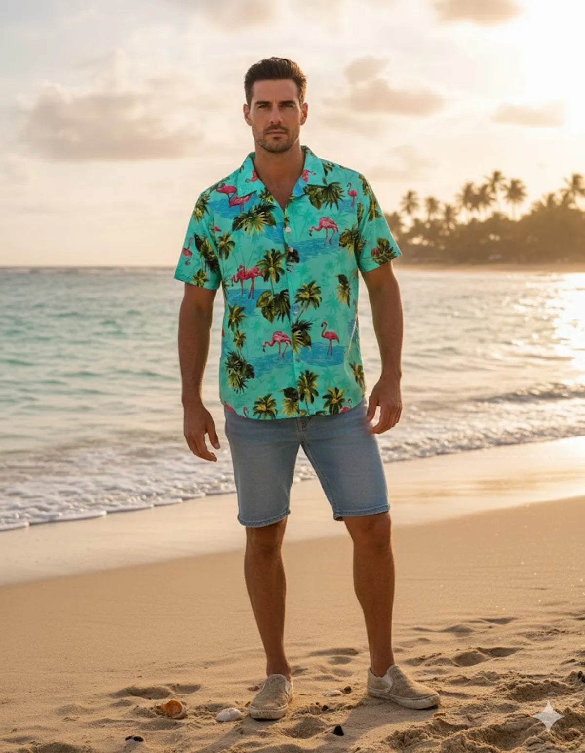 Aqua Blue Beach Shirt for Men