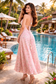 Backless Pink Lily Silk Long Dress