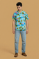 Blue Flamingo Beach Shirt for Men