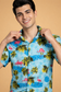 Blue Flamingo Beach Shirt for Men