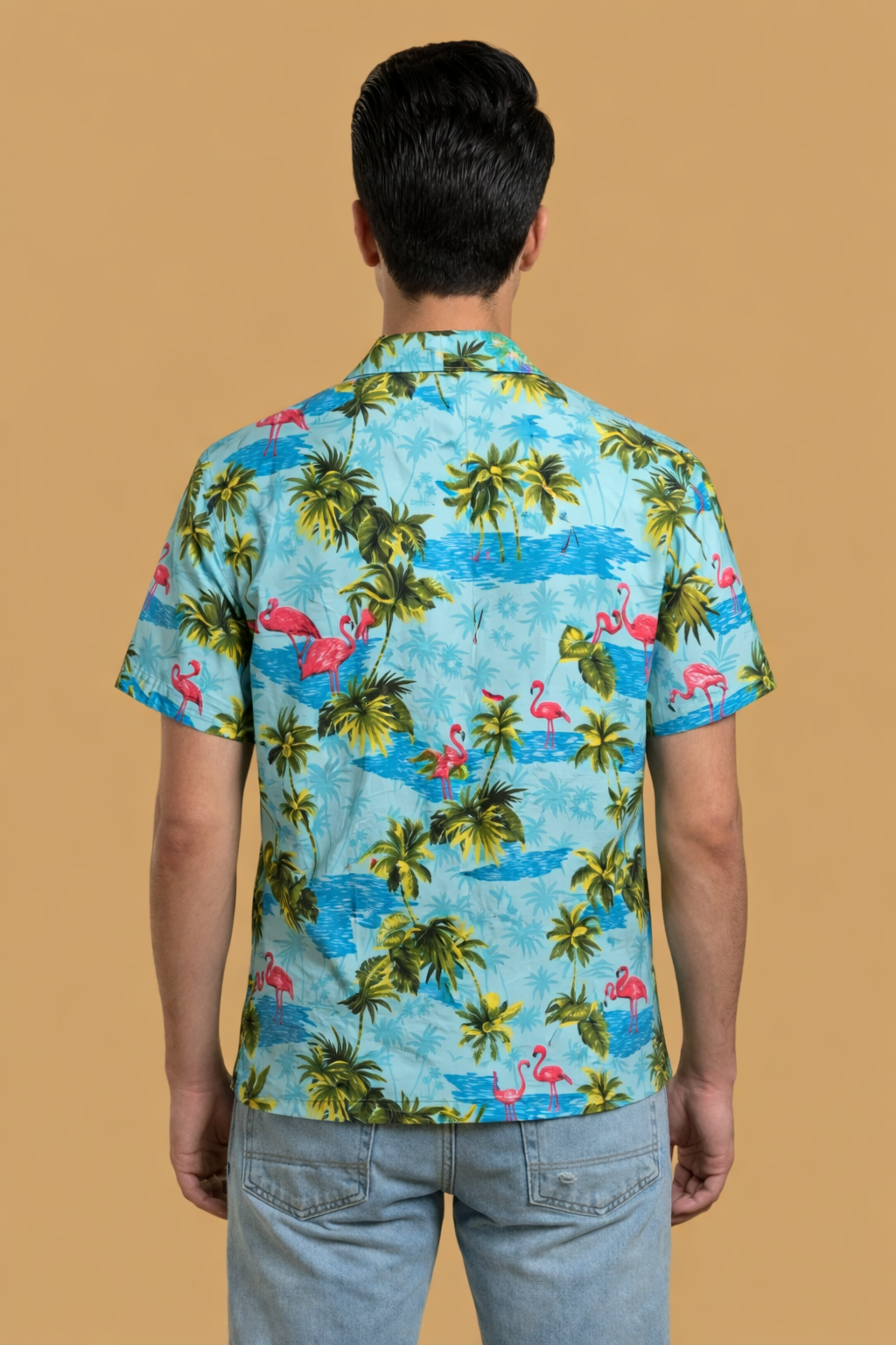 Blue Flamingo Beach Shirt for Men