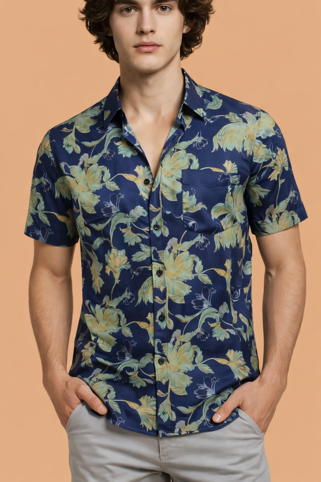 Blue Lily Statement Shirt For Men