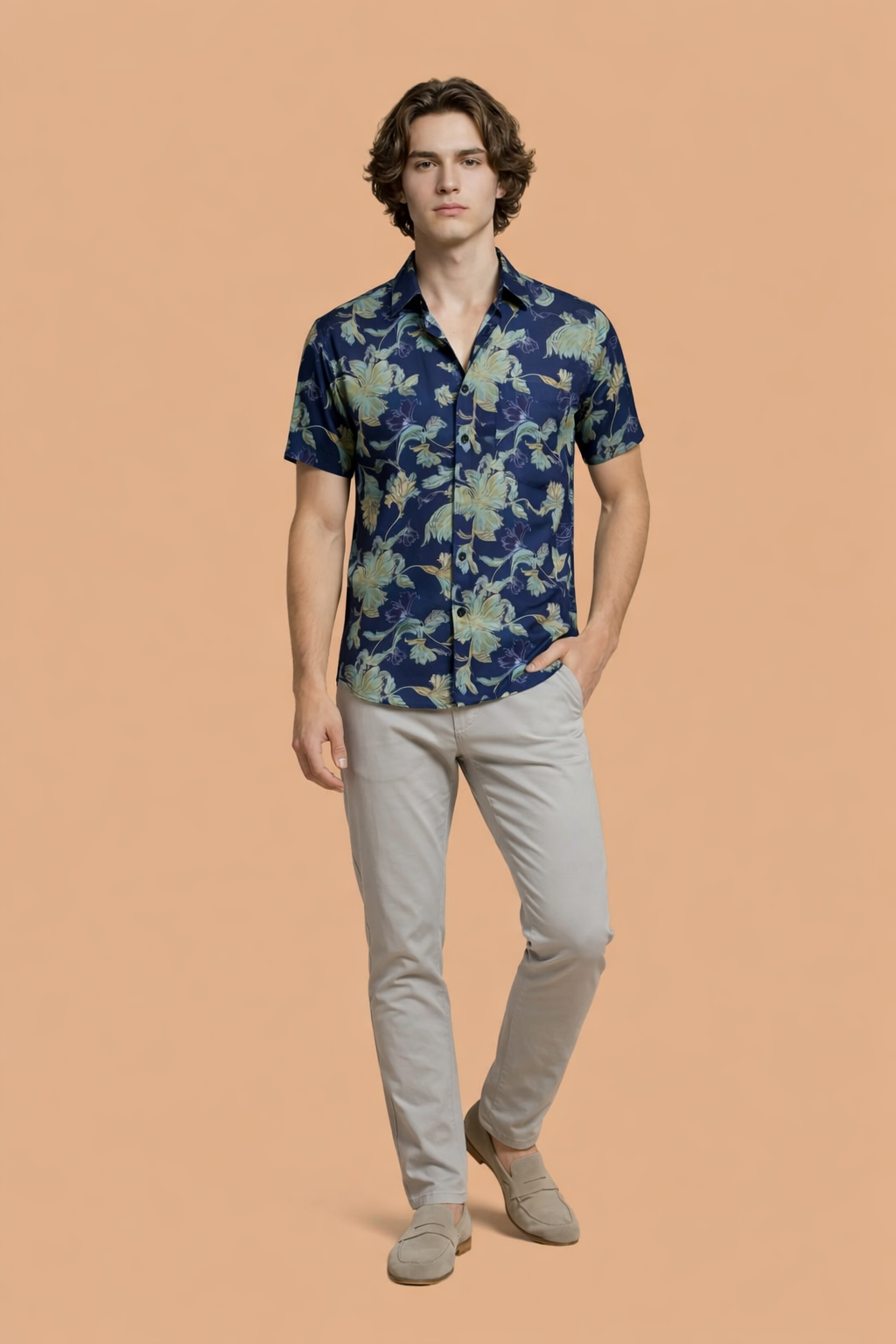 Blue Lily Statement Shirt For Men