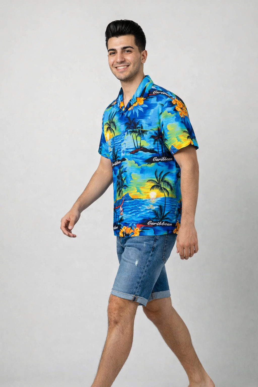 Carribbean Tropical Blue Beach Shirt for Men