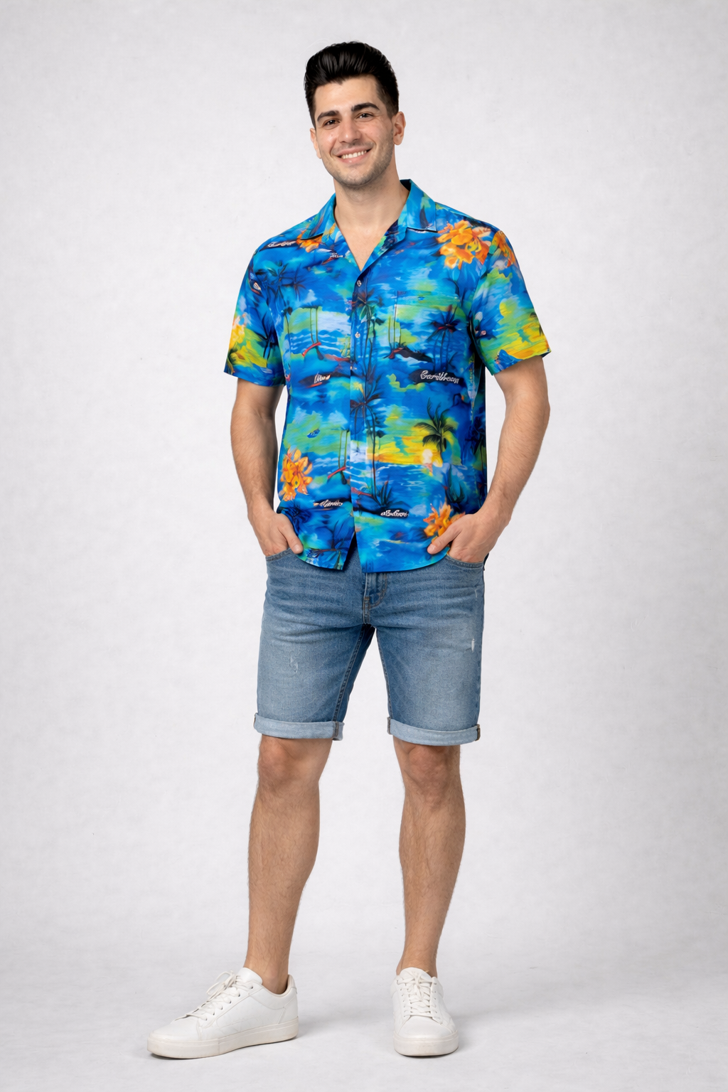 Carribbean Tropical Blue Beach Shirt for Men