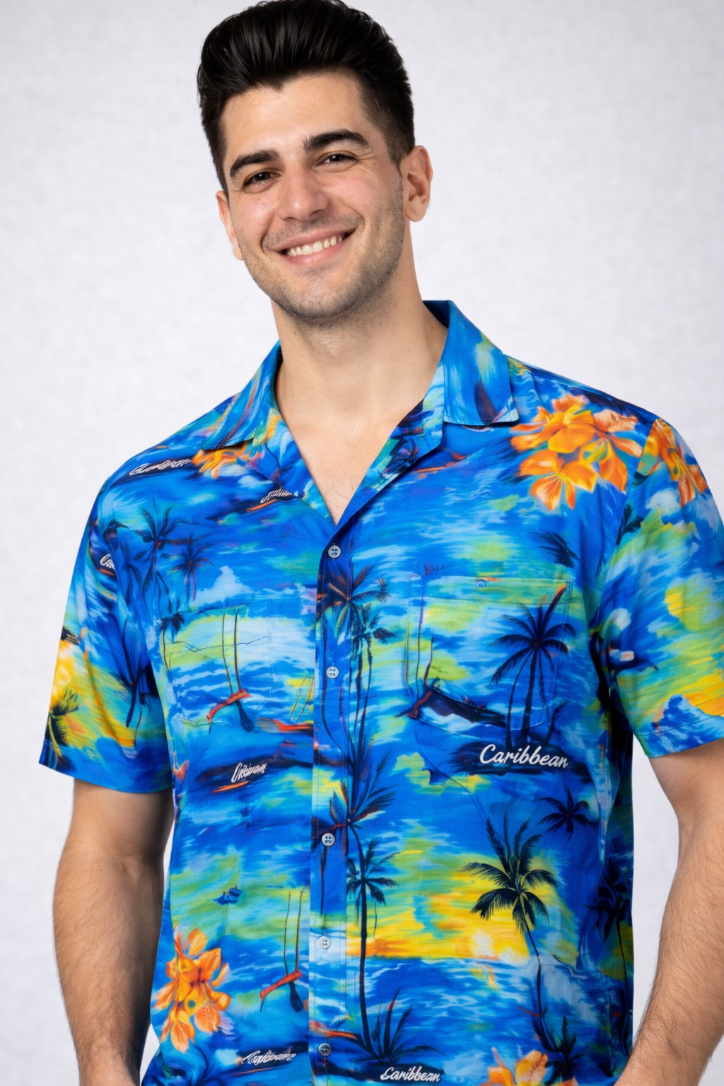 Carribbean Tropical Blue Beach Shirt for Men
