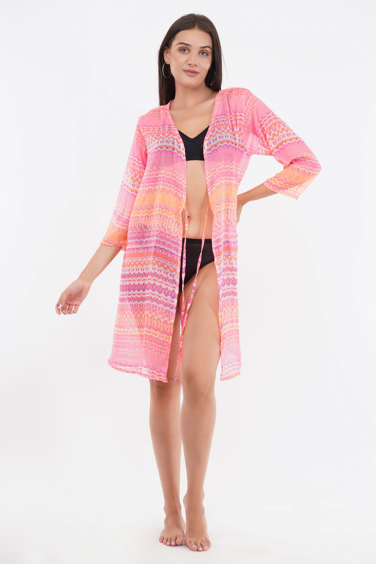 Neon Pink Front Open Kimono