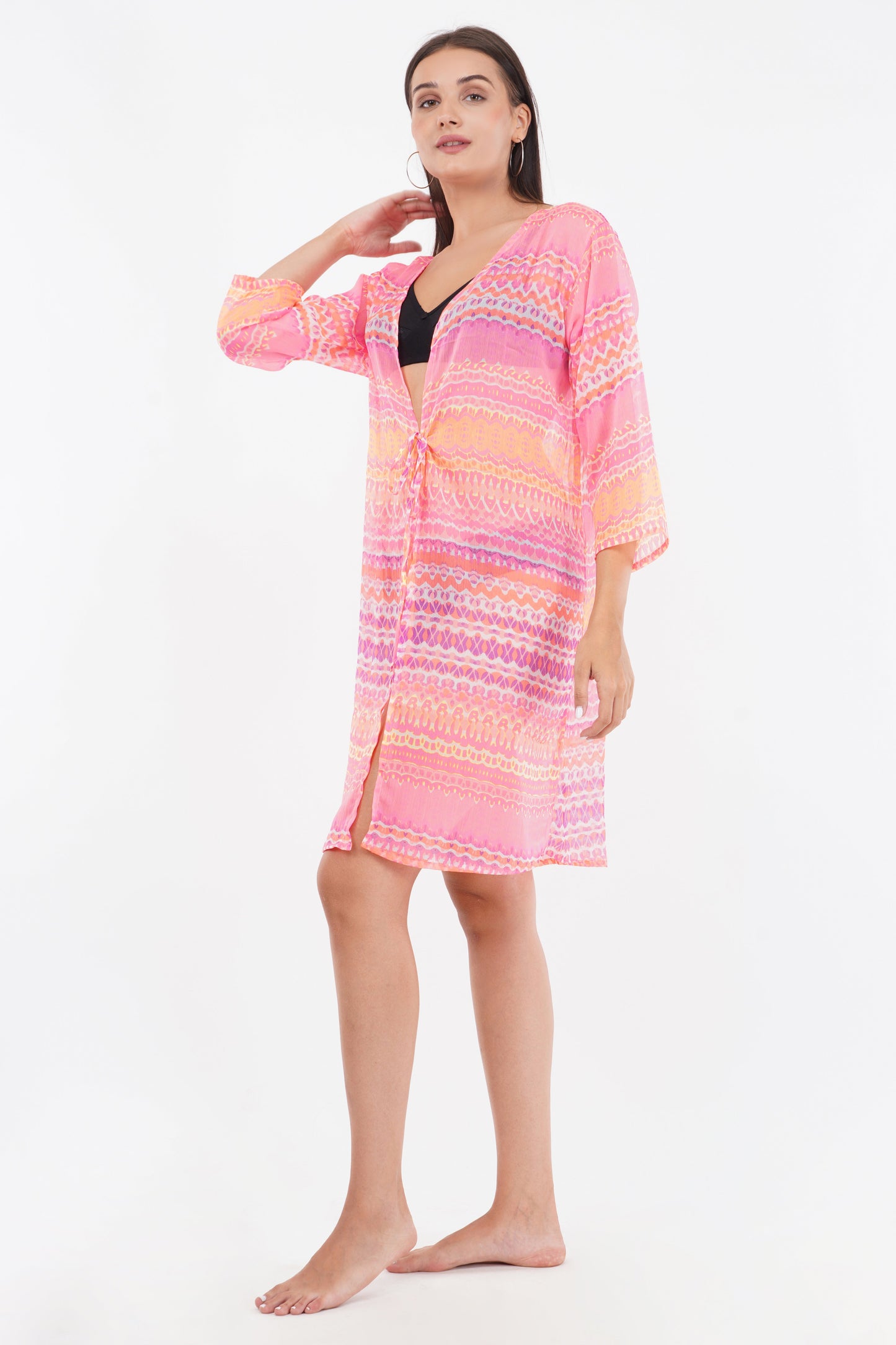Neon Pink Front Open Kimono