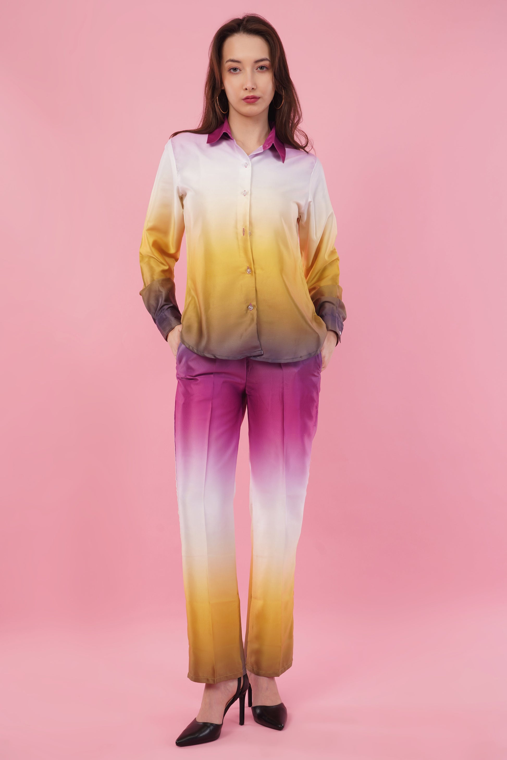Ombre Shirt & Pant Co-Ord  Set