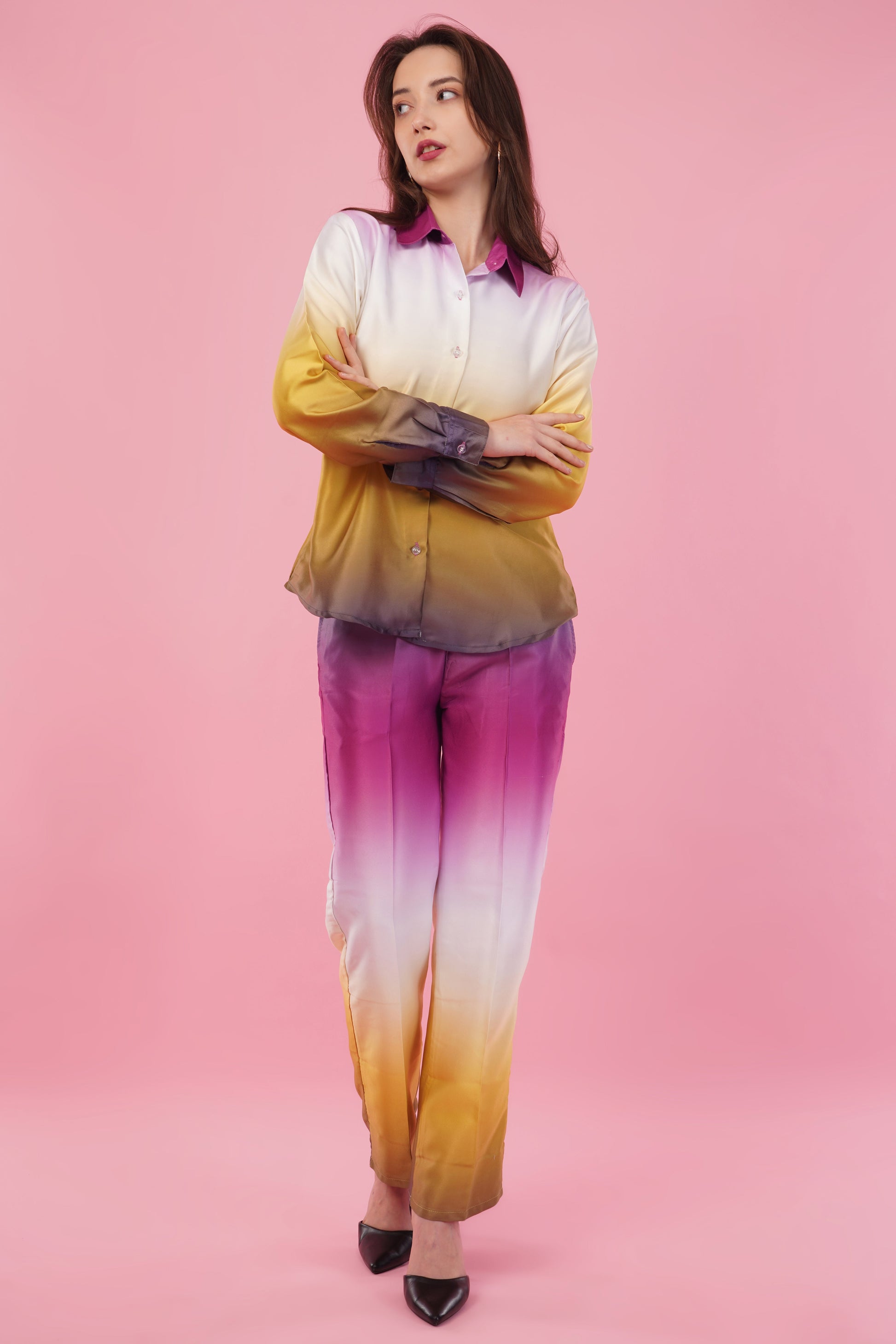 Ombre Shirt & Pant Co-Ord  Set