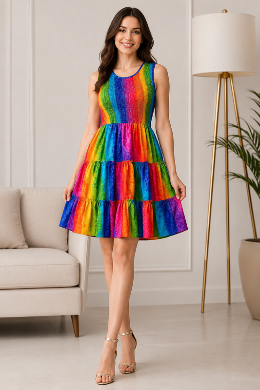 Prismatica short Smock Dress