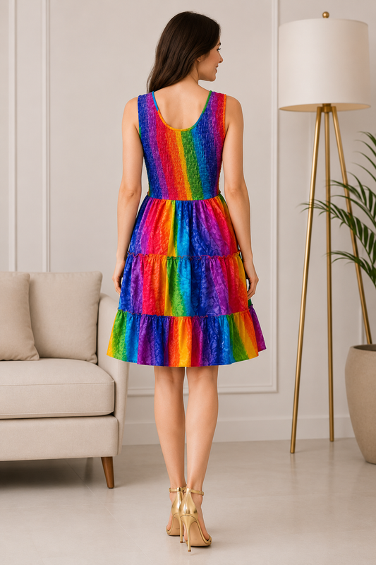 Prismatica short Smock Dress