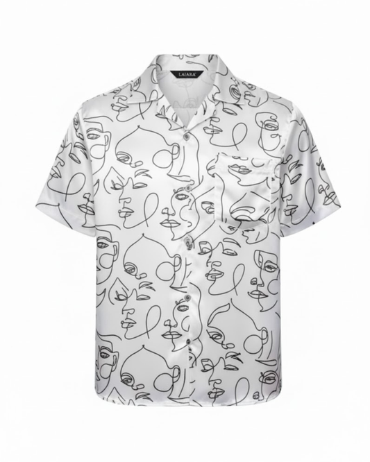 White Faces Statement Shirt for Men