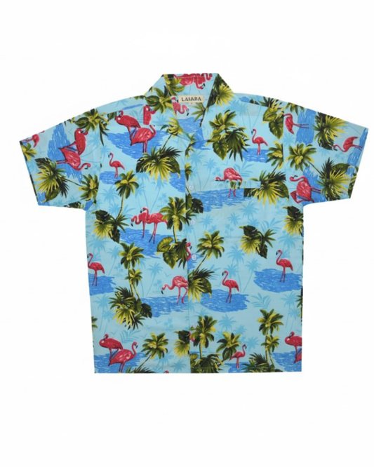 Blue Flamingo Beach Shirt for Men